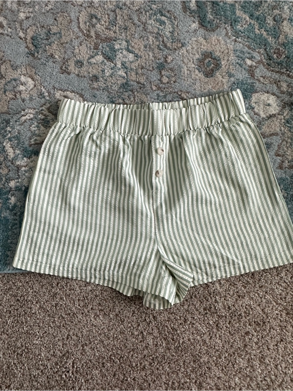 T.J.Maxx Green & White Striped High-Waist Shorts